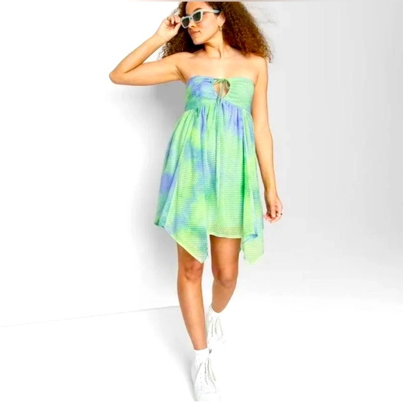 Green and lavender Wild Fable asymmetrical sundress - Picture 1 of 4